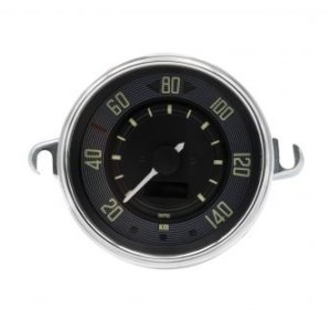 115mm 0-140 KMH Black Dial and Chrome Bezel Speedometer for Type 1
