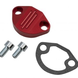 Billet Fuel Pump Block-Off with?Hardware, Red