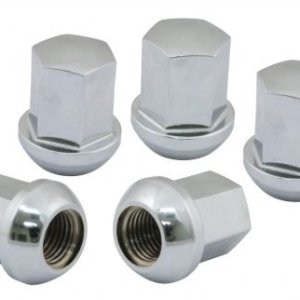 Porsche Style Alloy Lug Nuts, Aluminum, Chrome Finish, Set of 5