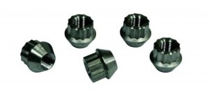 Alloy Lug Nuts, Black, M12-1.5, Set of 5