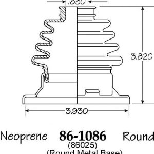 I.R.S. Boot with Flange, Late Type 2/4, Bulk, Each (Ref. P/N: 211 501 149) I.D. of Metal Flange 54.19mm